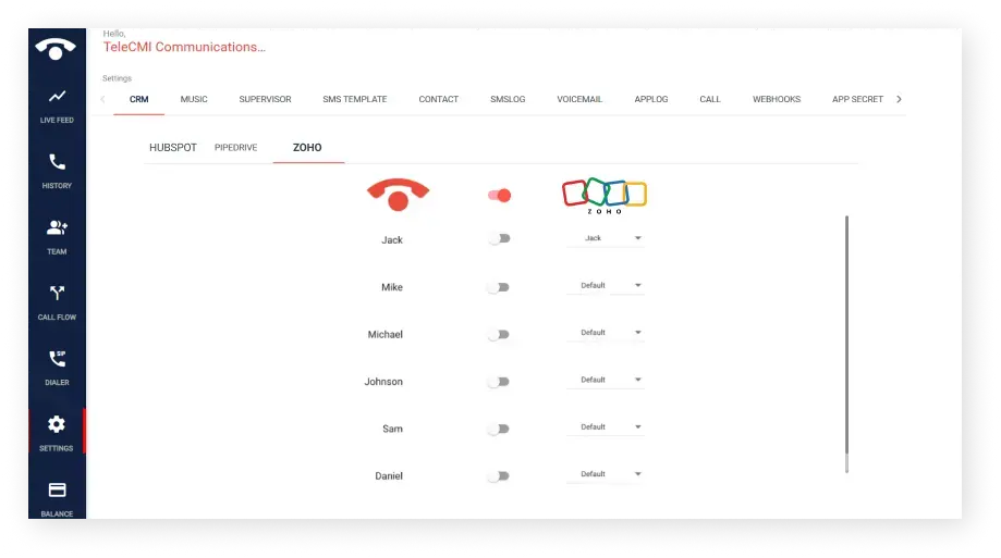 enable zoho integration